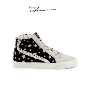 VINTAGE HAVANA Magdalena Studded Calf Hair & Suede High-Top Sneakers NWT